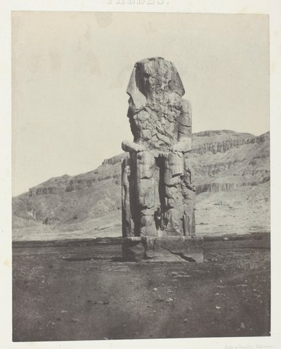 Gournah, Monolithic Colossus of Amenophis III; Thebes, plate 56 from the album "Egypt, Nubia, Palestine and Syria" (1852) by Maxime Du Camp