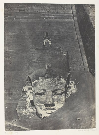 Ibsamboul, Western Colossus of the Speos of Phre; Nubia, plate 107 from the album "Egypt, Nubia, Palestine and Syria" (1852) by Maxime Du Camp
