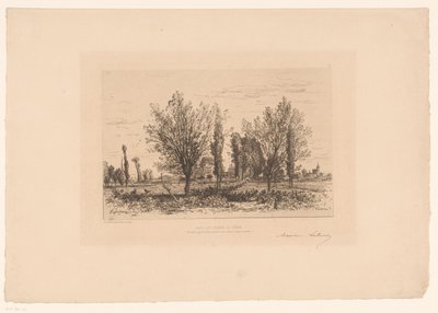 Landscape with Meadow and View of a City by Maxime François Antoine Lalanne (signed by artist)