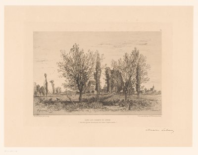 Landscape with Meadow and View of a City by Maxime François Antoine Lalanne (signed by artist)
