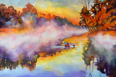 Colorful Misty Morning Paddle by Maxine Shore