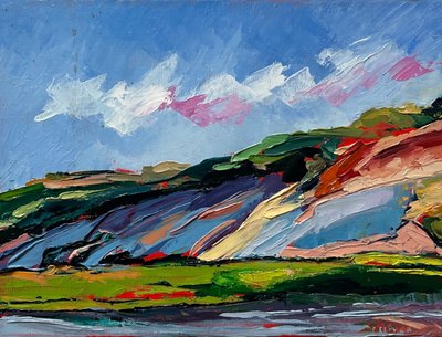 Colorful Textured Landscape by Maxine Shore