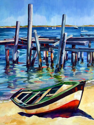 Old Pier Rowboat by Maxine Shore