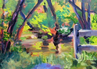Vibrant Forest Reflections by Maxine Shore