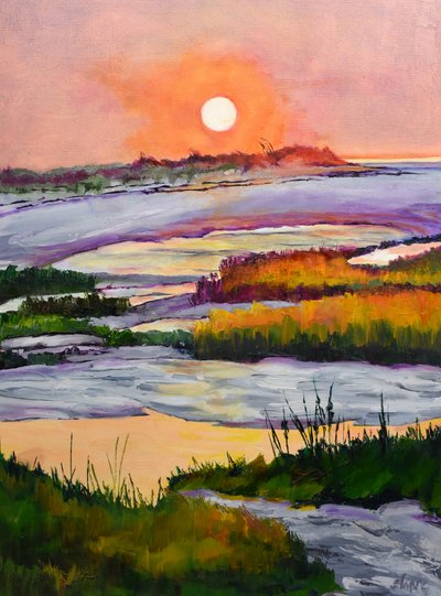 Vibrant Marsh Sunset by Maxine Shore