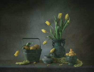 Golden Tulips and Lemons by May G
