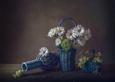White Flowers and Grapes by May G