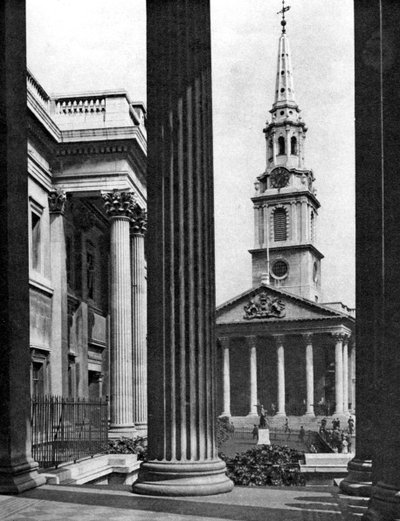 St Martin-in-the-Fields Seen Between the Columns of the National Gallery, London by McLeish