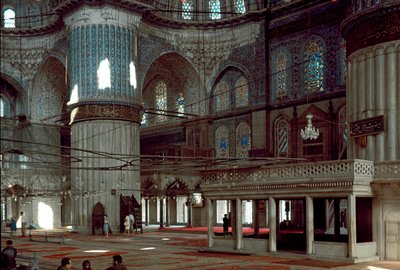 Ottoman art: internal view of the Blue Mosque built between 1609 and 1616 by Mehmet Aga