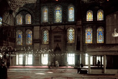 Ottoman art: internal view of the Blue Mosque built between 1609 and 1617 by Mehmet Aga