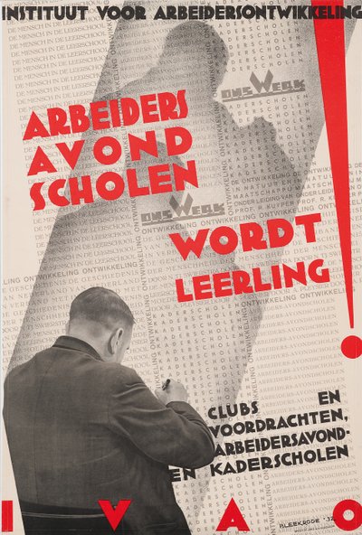 Poster for the Institute of Labour Development advertising a workers