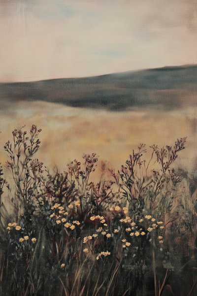 Golden Field With Wildflowers by Melloi Art Prints