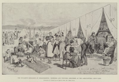 The Dynamite Explosion at Johannesburg, Homeless and Wounded sheltered at the Agricultural Show-Yard by Melton Prior