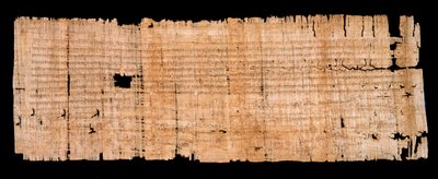 Merovingian period: legal document manuscript on papyrus confirming the privilege of immunity granted by King Clovis II to the Abbey of Saint Denis by Merovingian