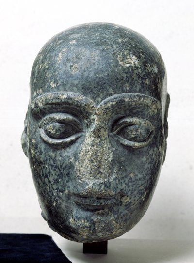 Head of a man, known as Gudea with a shaved head, from Telloh (Ancient Girsu) Neo-Sumerian, c.2120 BC by Mesopotamian