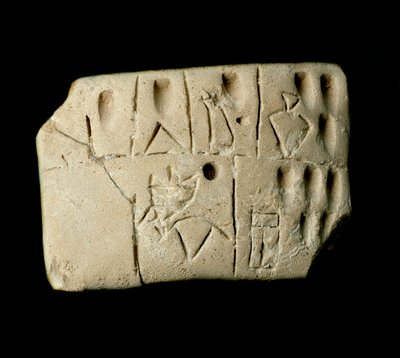 Mesopotamian Tablet of Clay Accounts in Cuneiform Writing (3200 BC) by Mesopotamian School