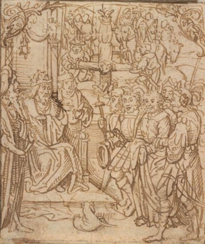St Peter Before the Emperor Nero, and the Crucifixion of St Peter by Mesteren for Aachen alteret