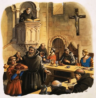 Novices Serving Meals in Refectory by Michael Godfrey