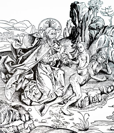 The Creation of Adam and Eve from the Nuremberg Chronicle by Michael & Pleydenwurff W. (d.1494) Wolgemuth