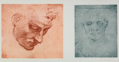 Front view of a face, and one in profile by Michelangelo Buonarroti