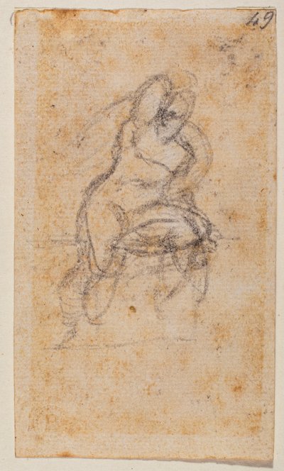 Nude Study for the Sistine Chapel by Michelangelo Buonarroti