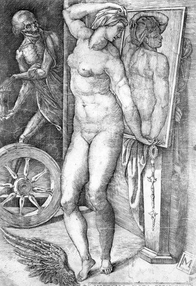 Nude Looking at Herself in a Mirror by Michelangelo Buonarroti