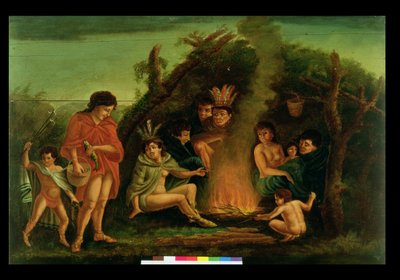 Fireboard Depicting an Indian Encampment by Michele Felice Corne