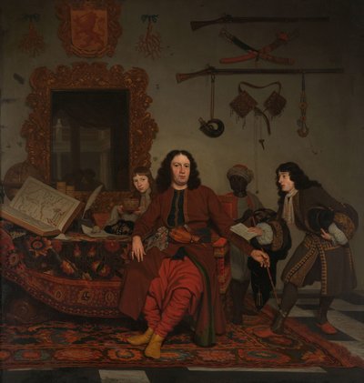 Portrait of Thomas Hees, with His Nephews Jan and Andries Hees by Michiel van Musscher