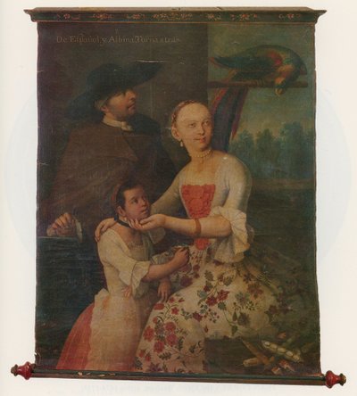 One of a pair of ethnographical portrait groups, c.1763 by Miguel Cabrera
