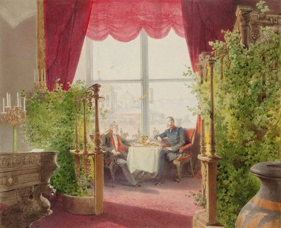 Breakfast of Emperors Alexander II and William I in the Winter Palace by Mihály Zichy
