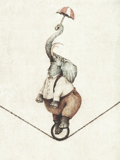 Unicycle While Holding An Umbrella by Mike Koubou