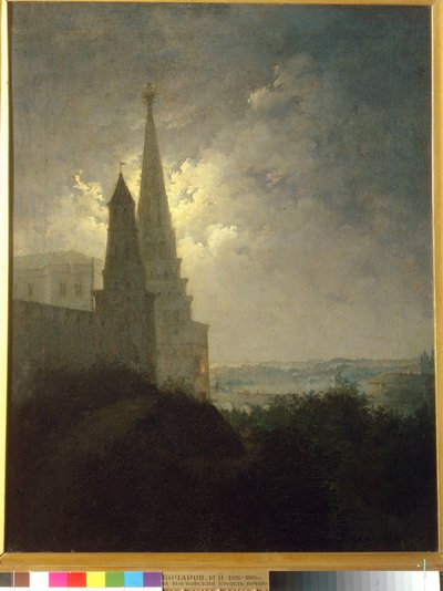 View of the Moscow Kremlin and Zamoskvorechye at night by Mikhail Ilyich Bocharov (1831-1895) by Mikhail Ilyich Bocharov
