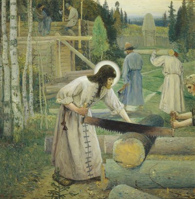 Saint Sergius Labours Triptych, Mid Part, 1896 by Mikhail Vasilievich Nesterov