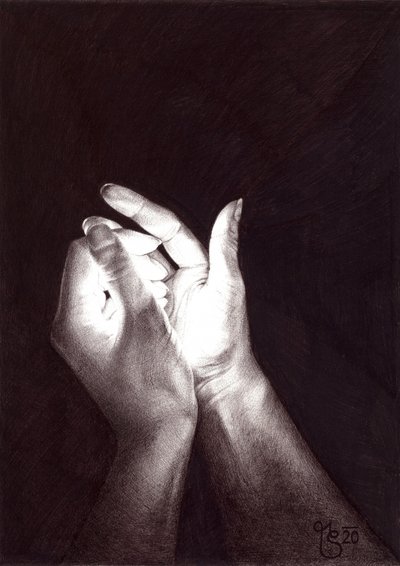 Hands Holding Light by Mirjam Schrei