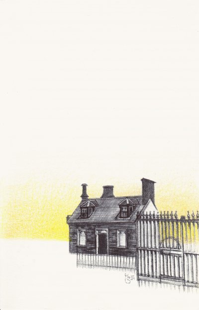 Quaint House Yellow Glow by Mirjam Schrei