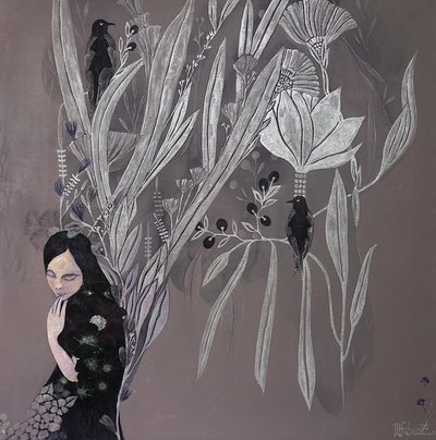 Serene Botanical Woman by Mishel Schwartz