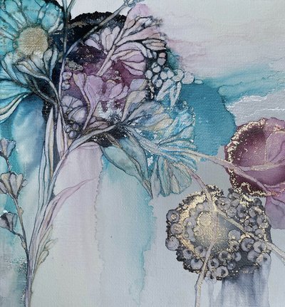 Shimmering Teal Botanicals by Mishel Schwartz