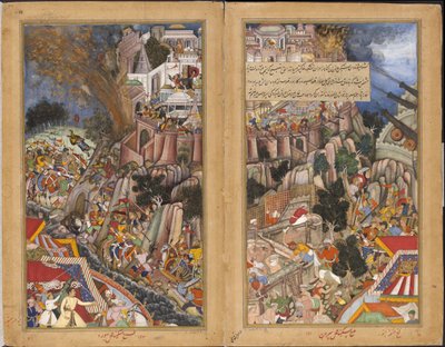 A Mine Explodes During the Siege of Chittor, Rajasthan by Miskina