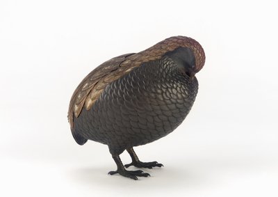 Incense box in the shape of a quail, one of a pair, Tokyo, Edo period by Mochizuki Hanzan