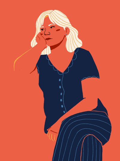 Pensive Blonde Woman by Monika Gregulska