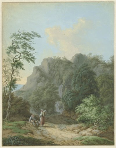 Landscape with Seated Man and Standing Woman by Monogrammist FWH (possibly)