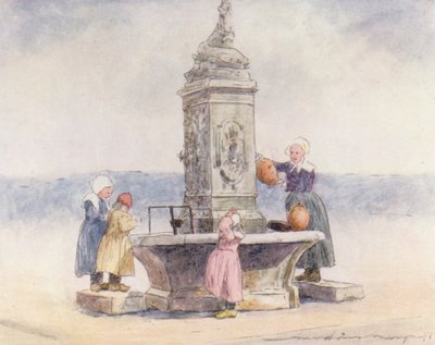 At the Fountain, Concarneau by Mortimer Ludington Menpes