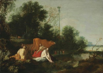 Landscape with Satyr, Nymphs and Cattle by Moses van Uyttenbroeck