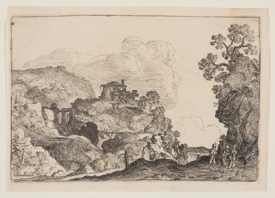 Rocky Landscape with Three Travelers by Moses van Uyttenbroeck