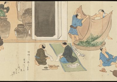 Illustrations of Uji Tea Production by Motonari Sait?