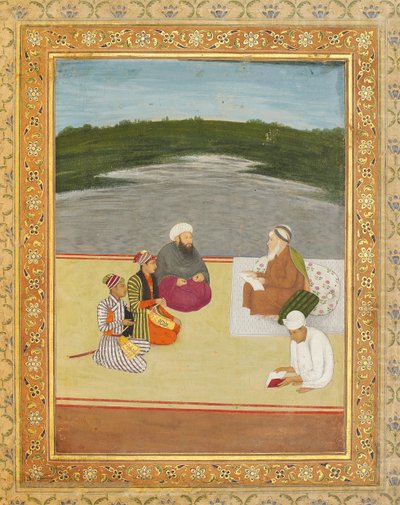 Discussion between learned men and princes by Mughal School