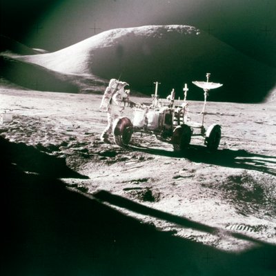 Astronaut with Lunar Roving Vehicle on the Moon by NASA Images