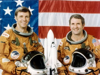 Astronauts Joe Engle and Richard Truly, second Space Shuttle flight by NASA Images