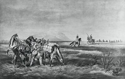 Peace or war, Encounter between the Indians and white hunters by Currier and Ives