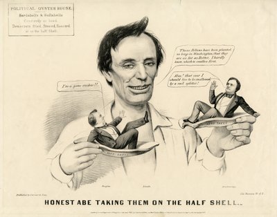 Honest Abe Taking them on the Half Shell by N. and Ives, J.M. Currier